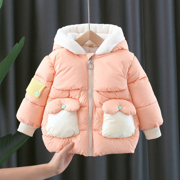 Παιδικό μοντέρνο χειμερινό μπουφάν με τρισδιάστατο στοιχείο στην κουκούλα