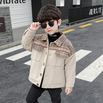 Sügis-talvine nööpide ja klassikalise kraega laste jope