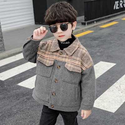 Sügis-talvine nööpide ja klassikalise kraega laste jope