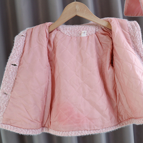 Μοντέρνο παιδικό παλτό για κορίτσια σε ροζ χρώμα