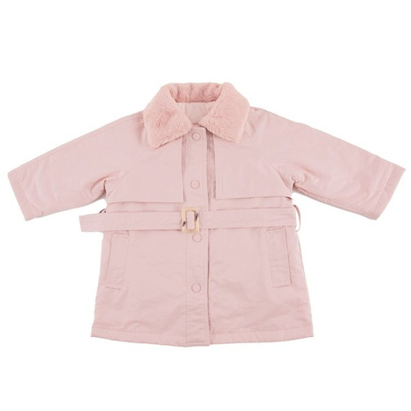 Μοντέρνο παιδικό παλτό με κουμπιά και ζώνη για κορίτσια