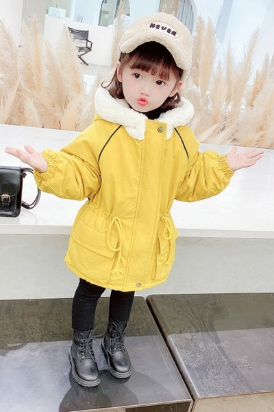 Καθημερινό παιδικό μπουφάν με κουκούλα και κορδόνια για κορίτσια