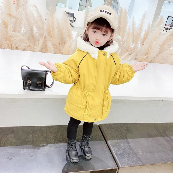 Καθημερινό παιδικό μπουφάν με κουκούλα και κορδόνια για κορίτσια