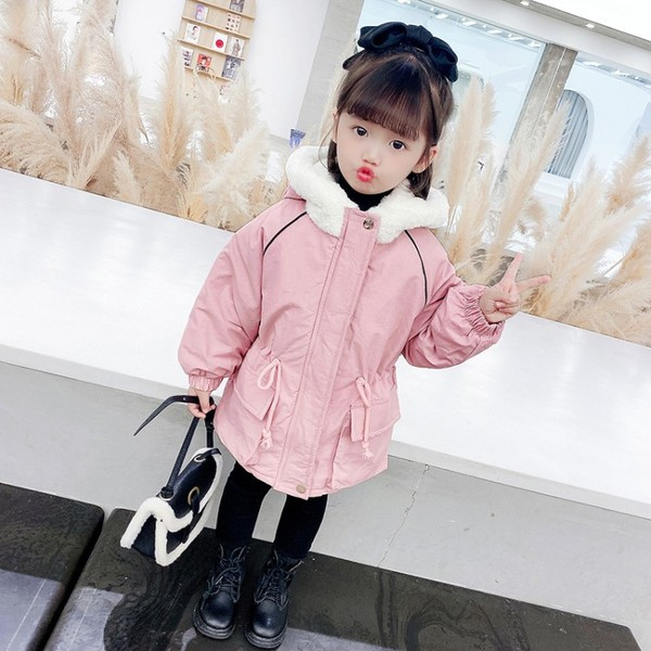 Καθημερινό παιδικό μπουφάν με κουκούλα και κορδόνια για κορίτσια