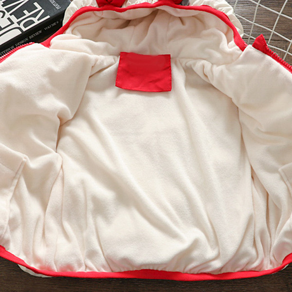 Casual παιδικό μπουφάν για κορίτσια σε λευκό χρώμα με κουκούλα και φερμουάρ