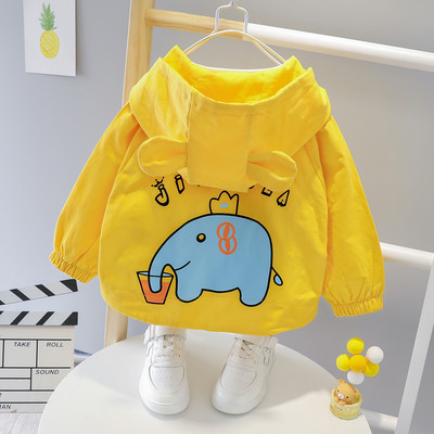 Kapuutsiga ja seljal aplikatsiooniga vabaaja laste jope poistele