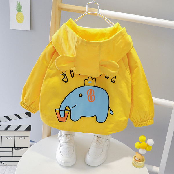 Kapuutsiga ja seljal aplikatsiooniga vabaaja laste jope poistele