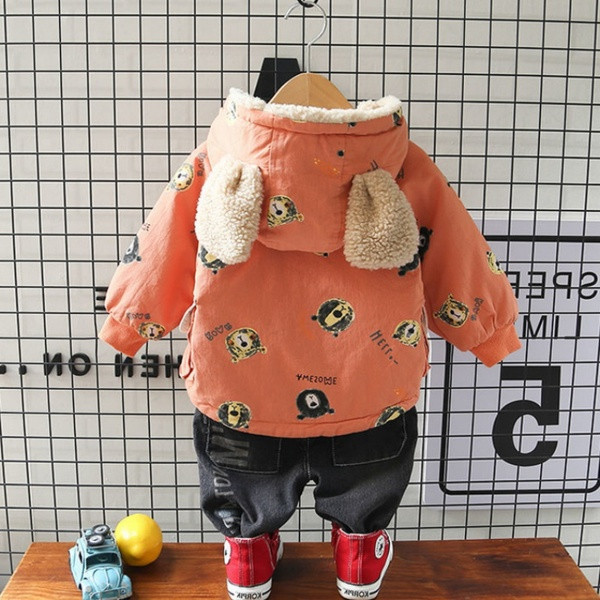 Dječja jakna s mekom podstavom s kapuljačom i printom u boji