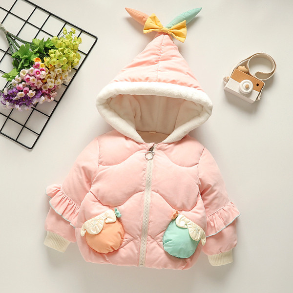 Παιδικό μοντέρνο χειμερινό μπουφάν με τρισδιάστατο στοιχείο στην κουκούλα