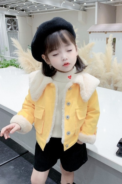 Παιδικό καθημερινό μπουφάν με γούνα και τσέπες