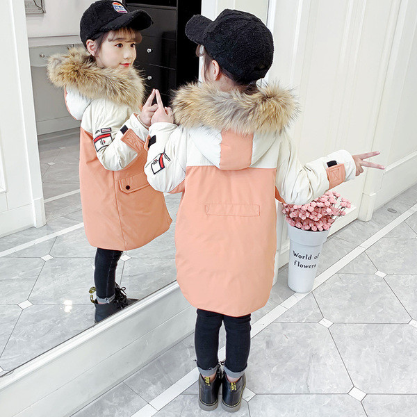Παιδικό μοντέρνο μακρύ μπουφάν με γούνα