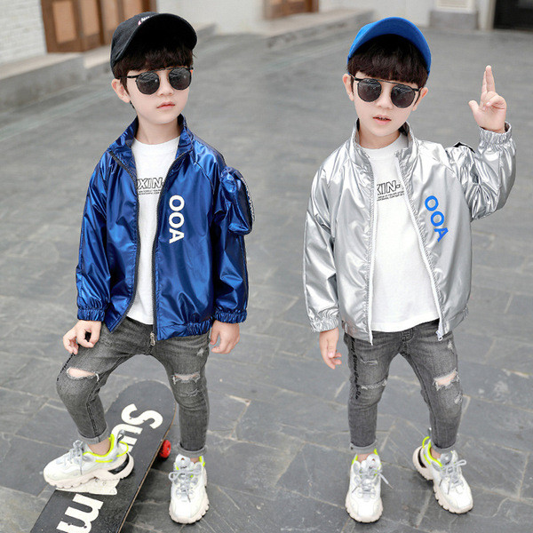 Jesenska dječja jakna za dječake sa natpisom i patentnim zatvaračem