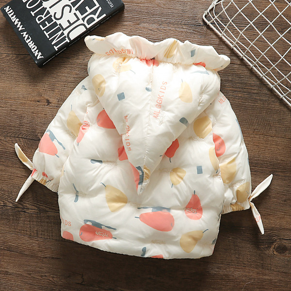 Μοντέρνο παιδικό μπουφάν για κορίτσια με κουκούλα και μοτίβο χρώματος