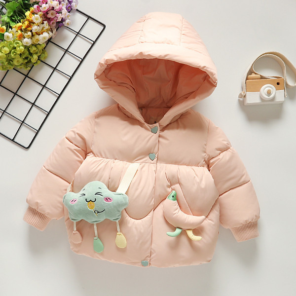 Παιδικό μπουφάν φθινοπώρου-χειμώνα με κουκούλα και τρισδιάστατο στοιχείο