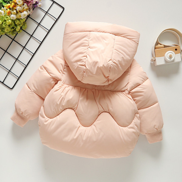 Παιδικό μπουφάν φθινοπώρου-χειμώνα με κουκούλα και τρισδιάστατο στοιχείο