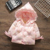 Kapuutsi ja lukuga laste talvejope tüdrukutele