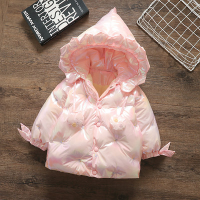 Kapuutsi ja lukuga laste talvejope tüdrukutele