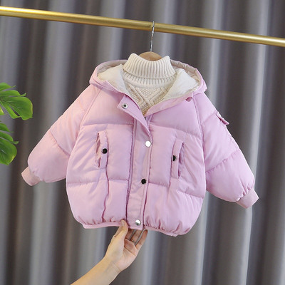 Kapuutsiga ja pealdisega igapäevane laste jope tüdrukutele