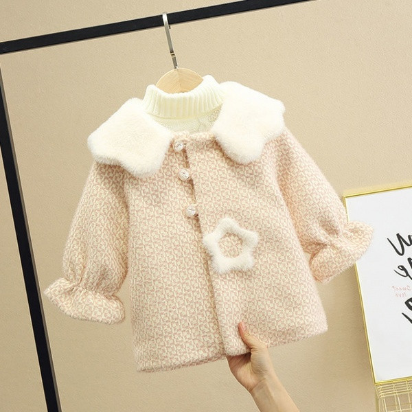 Uue mudeli ümara kaelusega ja nööpidega laste jope