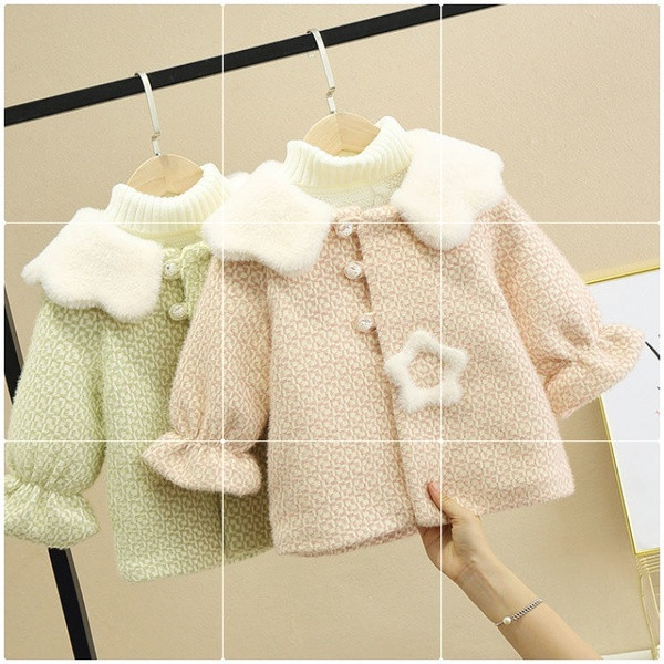 Uue mudeli ümara kaelusega ja nööpidega laste jope