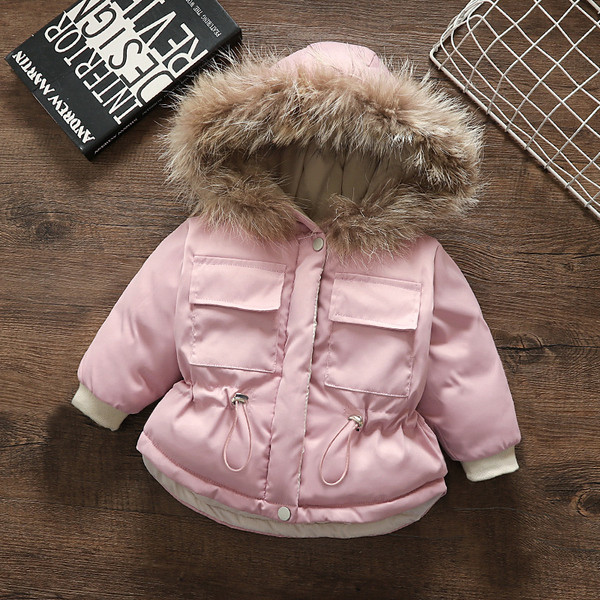 Dječja jakna za djevojčice s kapuljačom i elastičnim strukom