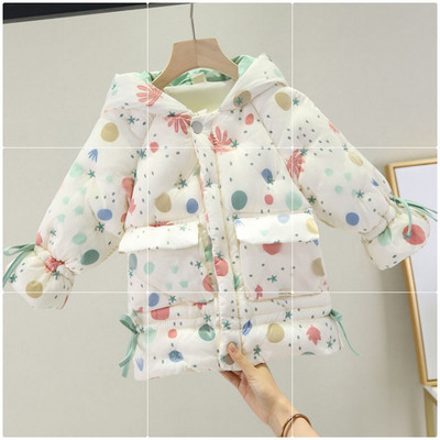 Uut mudelit täpilise kapuutsiga laste talvejope