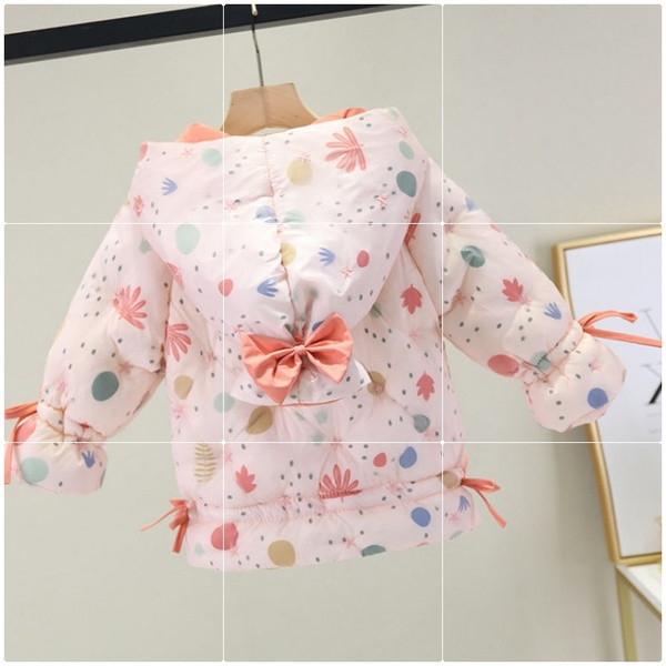 Uut mudelit täpilise kapuutsiga laste talvejope