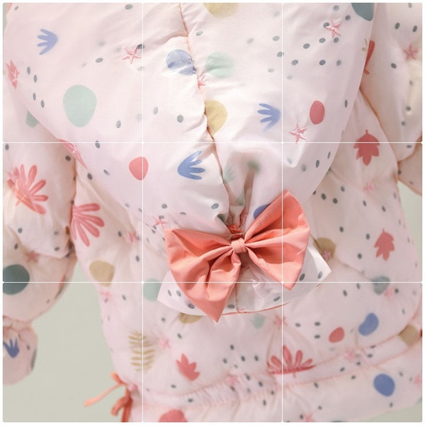 Uut mudelit täpilise kapuutsiga laste talvejope