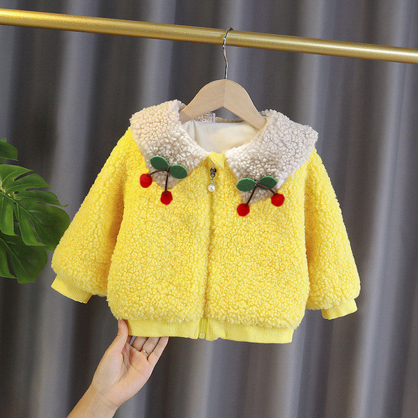 Φθινόπωρο παιδικό μπουφάν για κορίτσια με φερμουάρ και τρισδιάστατα στοιχεία