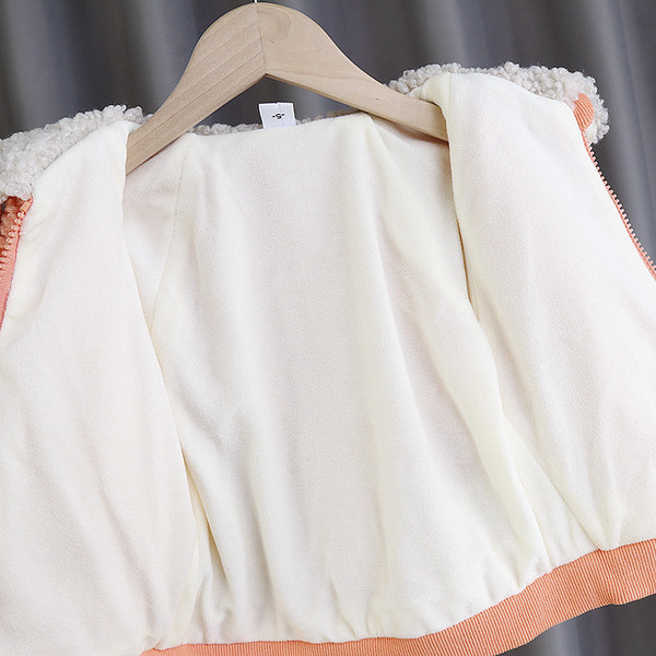 Φθινόπωρο παιδικό μπουφάν για κορίτσια με φερμουάρ και τρισδιάστατα στοιχεία