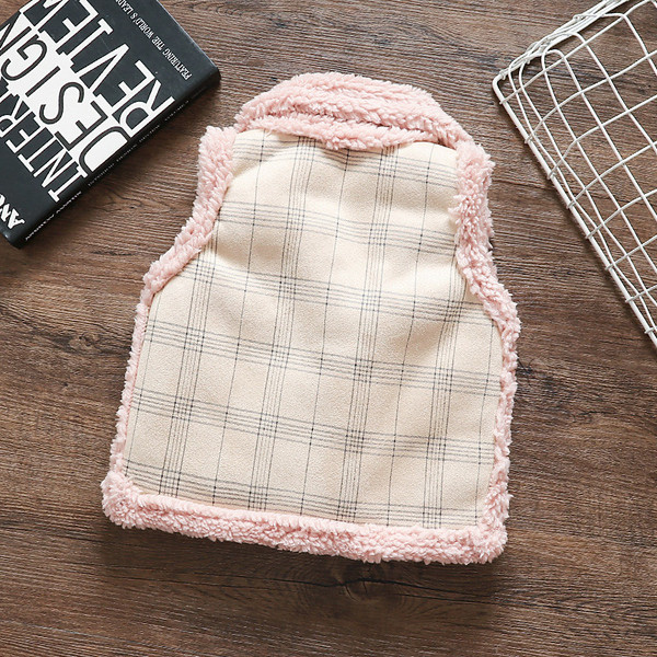 Moodne roosade nööpidega lastevest tüdrukutele