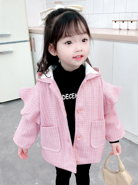 Nööpide ja taskutega laste jope tüdrukutele