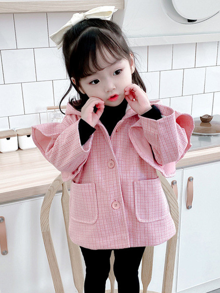 Nööpide ja taskutega laste jope tüdrukutele