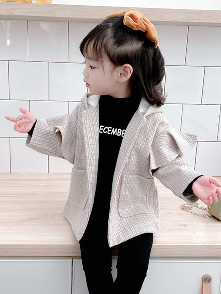 Nööpide ja taskutega laste jope tüdrukutele