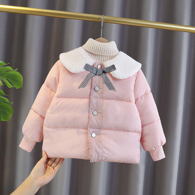 Moodne ümara kaelusega fliisist jakk tüdrukutele