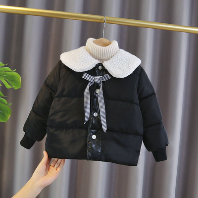 Moodne ümara kaelusega fliisist jakk tüdrukutele