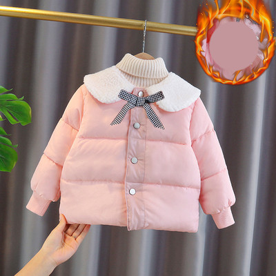 Moodne ümara kaelusega fliisist jakk tüdrukutele