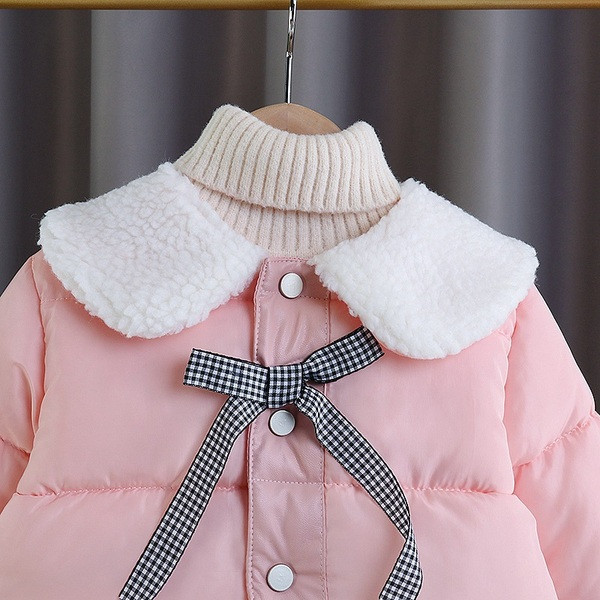 Moodne ümara kaelusega fliisist jakk tüdrukutele