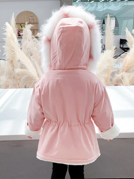 Χειμερινό παιδικό μπουφάν με γούνα και κουμπιά - για κορίτσια