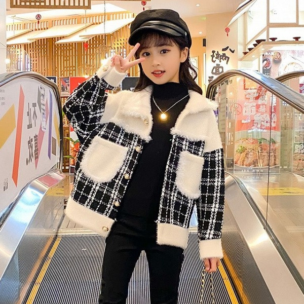 Παιδικό φθινοπωρινό παλτό με κουμπιά για κορίτσια