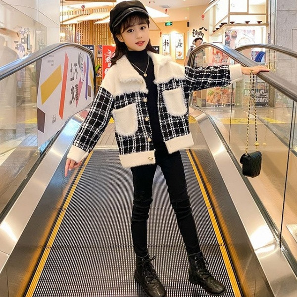 Παιδικό φθινοπωρινό παλτό με κουμπιά για κορίτσια