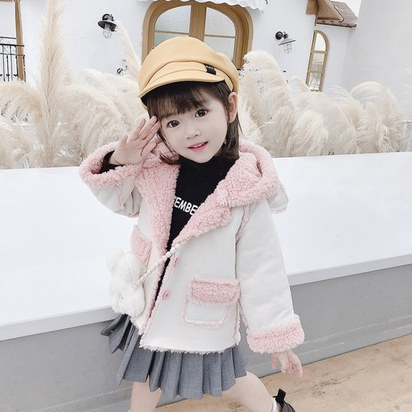 Ležerna dječja jakna s džepovima i kapuljačom za djevojčice