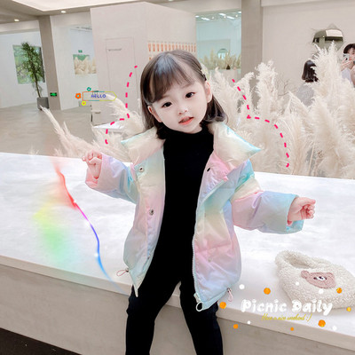 Πολύχρωμο παιδικό μπουφάν για κορίτσια με ψηλό γιακά