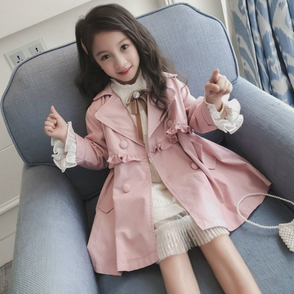 Νέο μοντέλο φθινοπωρινό παλτό με βολάν για κορίτσια