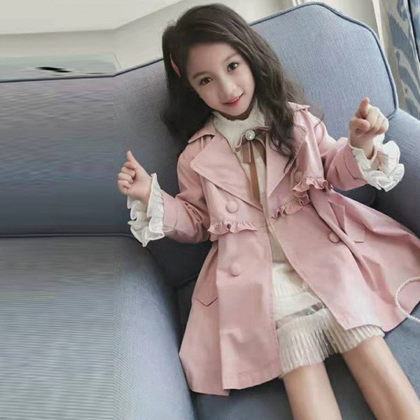 Νέο μοντέλο φθινοπωρινό παλτό με βολάν για κορίτσια