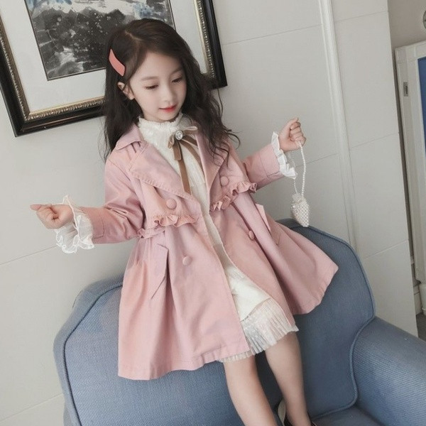 Νέο μοντέλο φθινοπωρινό παλτό με βολάν για κορίτσια