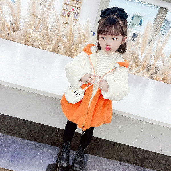 Παιδικό μπουφάν με φερμουάρ και κουκούλα για κορίτσια