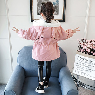 Elastse vöökoha ja kapuutsiga igapäevane laste jope tüdrukutele