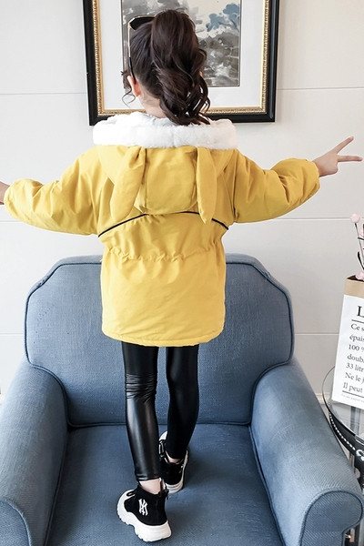 Elastse vöökoha ja kapuutsiga igapäevane laste jope tüdrukutele