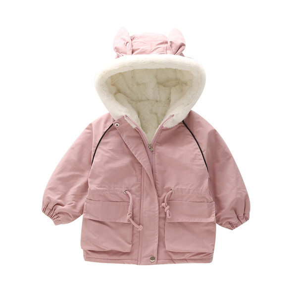 Elastse vöökoha ja kapuutsiga igapäevane laste jope tüdrukutele